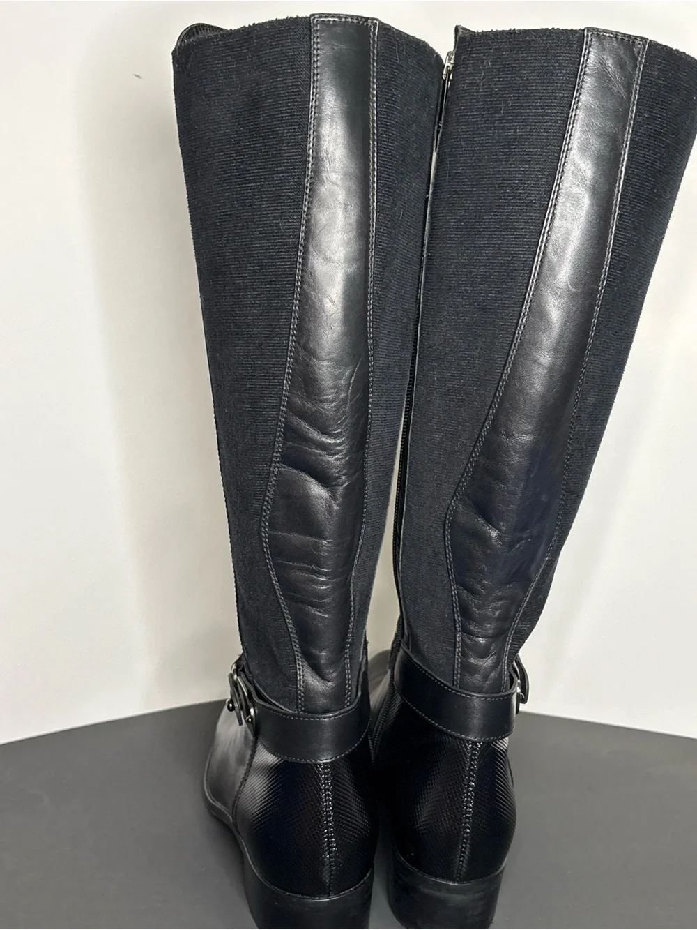Aquatalia Women's Black Leather Over-the-Knee Zip Boots